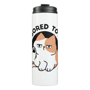 Too Bored to Care – Funny Grumpy Cat Quote Thermal Tumbler
