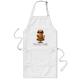Too Chill to Care – Lo-Fi Cat on Mushroom  Long Apron