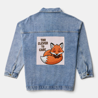 Too Clever to Care – Sleeping Fox Illustration Denim Jacket