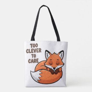 Too Clever to Care – Sleeping Fox Illustration Tote Bag