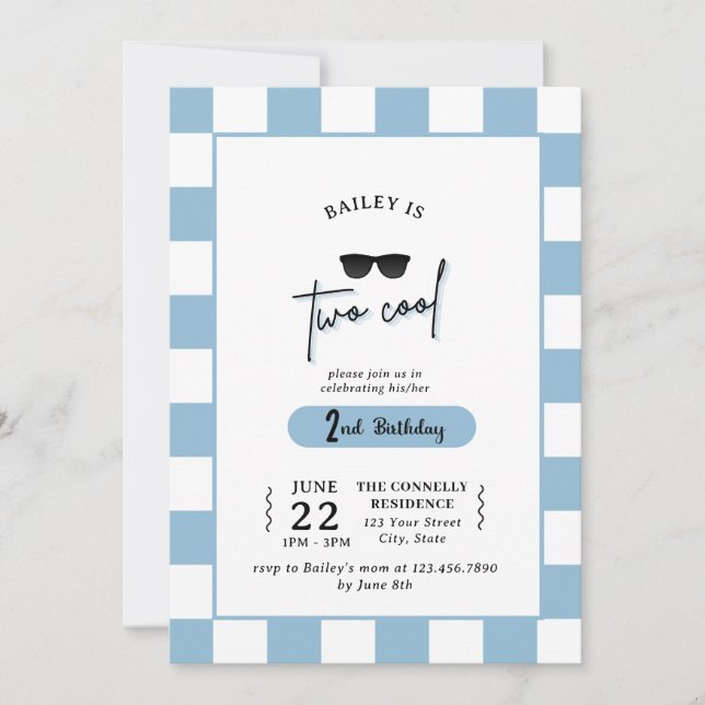 Too Cool 2nd Birthday Invitation (Devant)