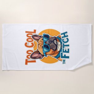 Too Cool for Fetch French Bulldog Vintage Sunglass Beach Towel