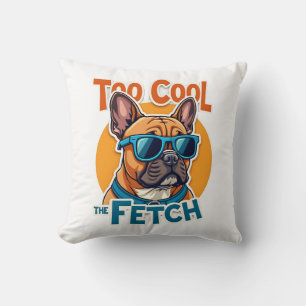 Too Cool for Fetch French Bulldog Vintage Sunglass Throw Pillow