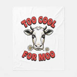 Too Cool For Moo Funny Cow Vintage Shirt Design_1 Fleece Blanket