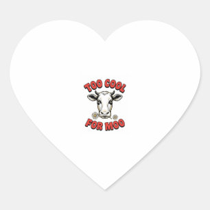 Too Cool For Moo Funny Cow Vintage Shirt Design_1 Heart Sticker