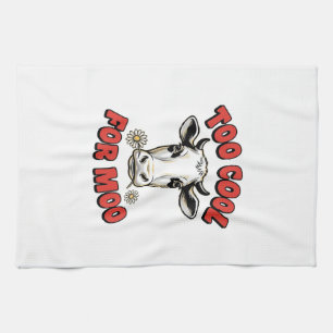 Too Cool For Moo Funny Cow Vintage Shirt Design_1 Kitchen Towel