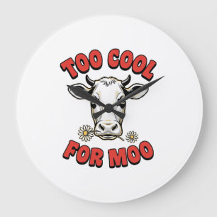 Too Cool For Moo Funny Cow Vintage Shirt Design_1 Large Clock