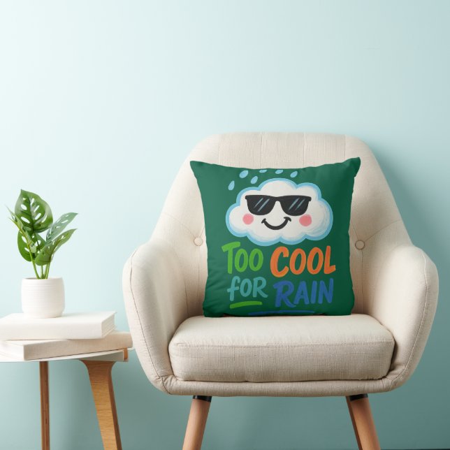 Too Cool for Rain | Cute Cloud Throw Pillow (Chair)