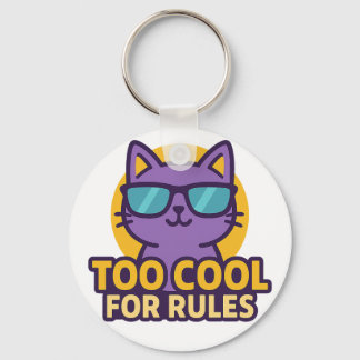 Too Cool for Rules Cartoon Animal Button Keychain