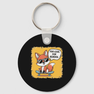 Too Cool For School Trendy Skateboarding Fox Keychain