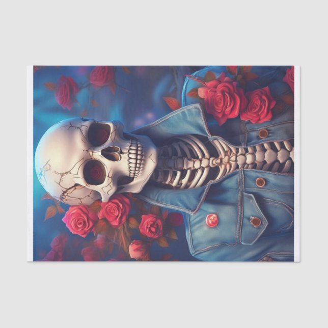Too Cool for Skull, Denim Skeleton with Attitude Tissue Paper (Front)