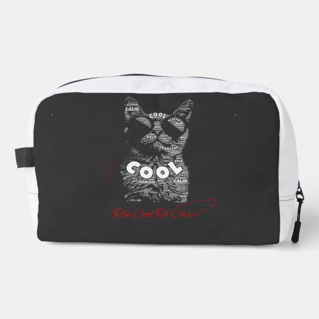 Too Cool To Care Cat Typography Dopp Kit (Front)