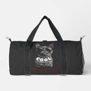 Too Cool To Care Cat Typography Duffle Bag
