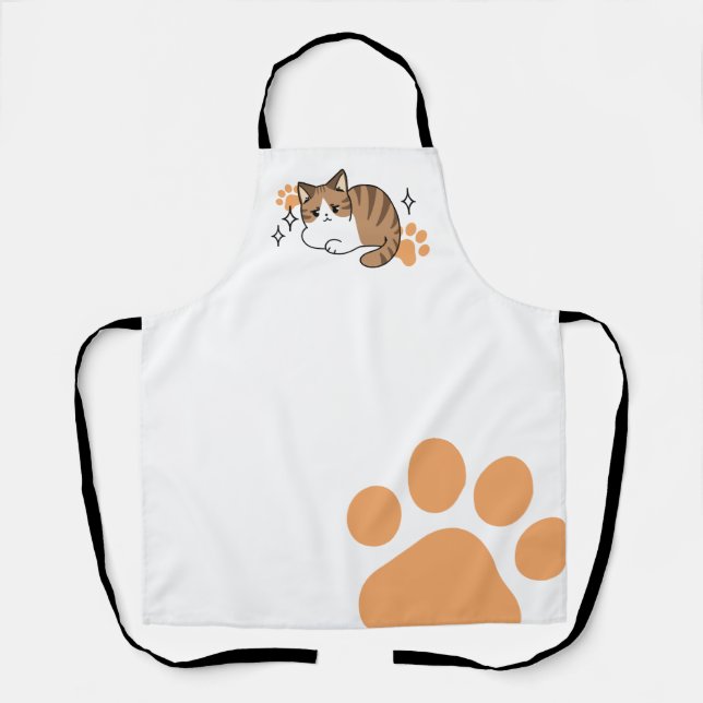 Too Cool to Care, Too Lazy to Move – Relaxing Cat  Apron (Front)