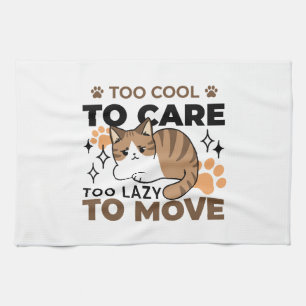 Too Cool to Care, Too Lazy to Move – Relaxing Cat Kitchen Towel
