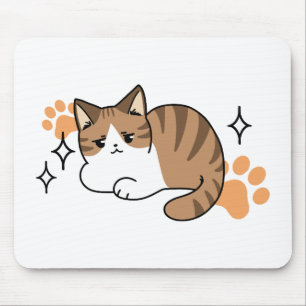 Too Cool to Care, Too Lazy to Move – Relaxing Cat  Mouse Pad