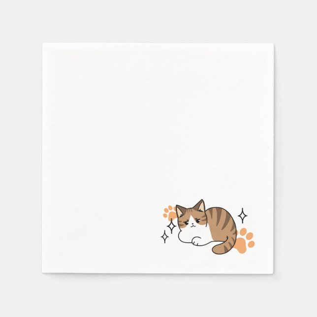 Too Cool to Care, Too Lazy to Move – Relaxing Cat  Napkin (Front)