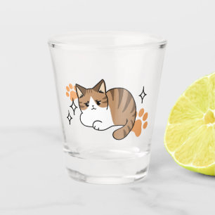 Too Cool to Care, Too Lazy to Move – Relaxing Cat Shot Glass