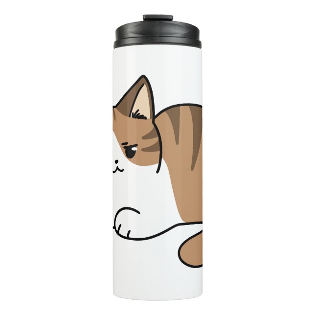 Too Cool to Care, Too Lazy to Move – Relaxing Cat  Thermal Tumbler (Front)