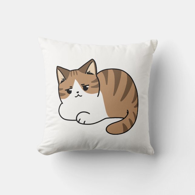 Too Cool to Care, Too Lazy to Move – Relaxing Cat  Throw Pillow (Front)