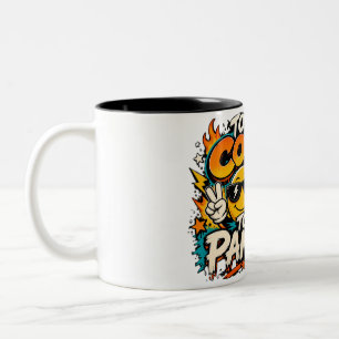 Too Cool To Panic Funny Smiley Graphic Design Two-Tone Coffee Mug