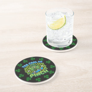 Too Cool to Pinch Skateboard Shamrock St. Patricks Coaster