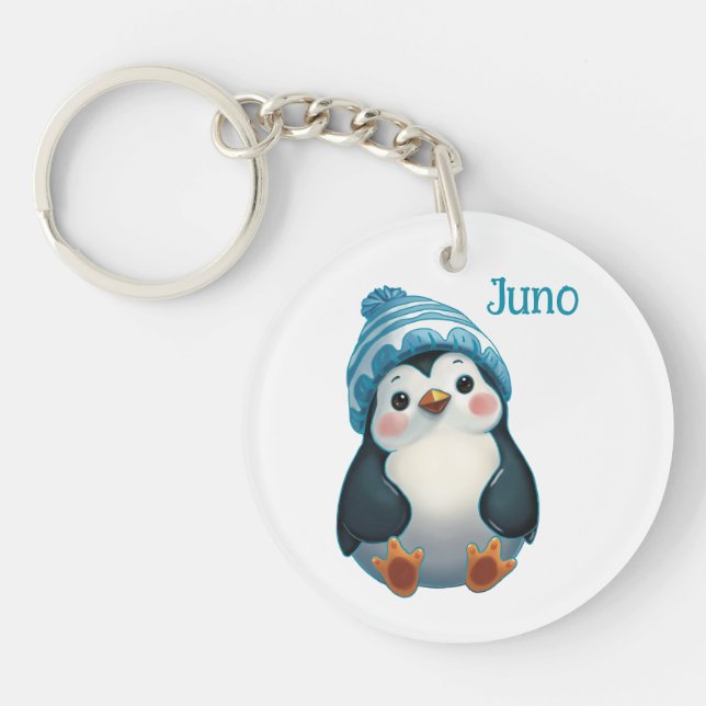 Too Cool to Waddle Keychain (Front)