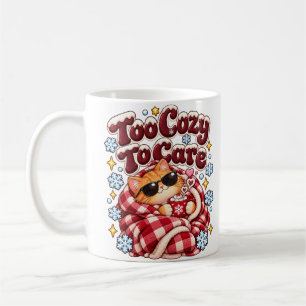 Too Cozy To Care Funny Christmas Cat Mug