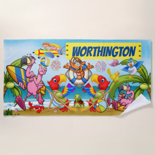 TOO CUTE BEACH SCENE BEACH TOWEL