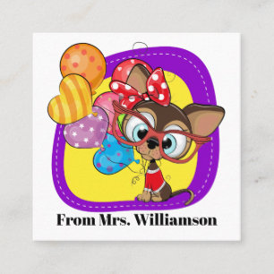 Too Cute Birthday /  Thank You / etc. - See Back! Square Business Card