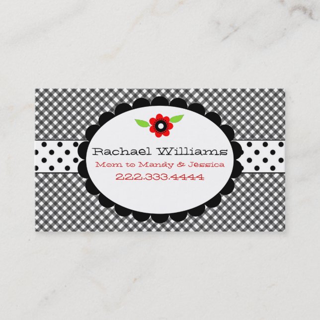 Too Cute Black & White Custom Mommy Card (Front)