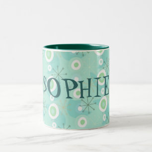 Too Cute Blue/Green Retro Pattern Mug
