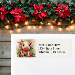 Too Cute Christmas Piglet Easy Read Return Address