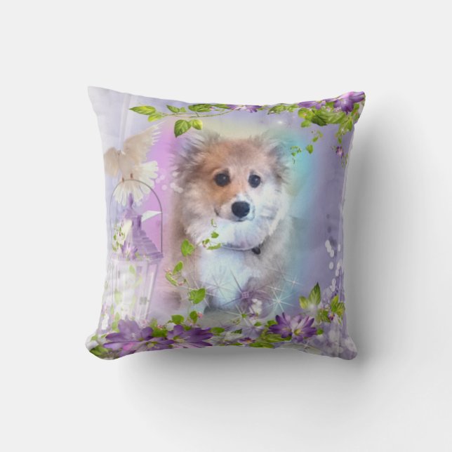 Too Cute Corgi Puppy Throw Pillow (Front)