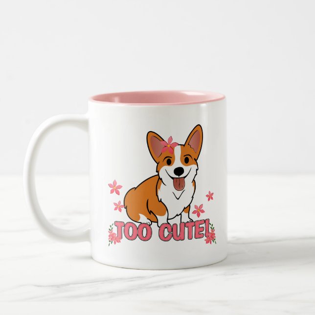 Too Cute Corgi Two-Tone Coffee Mug (Left)