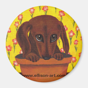 Too Cute Dachshund Puppy Magnet