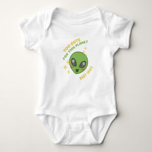 Too Cute for This Planet Alien Personalized Baby Bodysuit