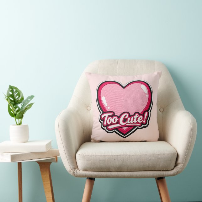 💗✨ “Too Cute!” Heart Pillow 🛋️🎀 (Chair)