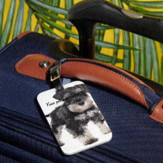 Too Cute Puppy Miniature Schnauzer Dog Luggage Tag
