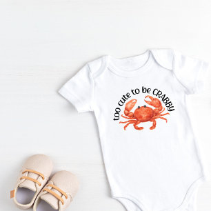 Too cute to be crabby baby bodysuit