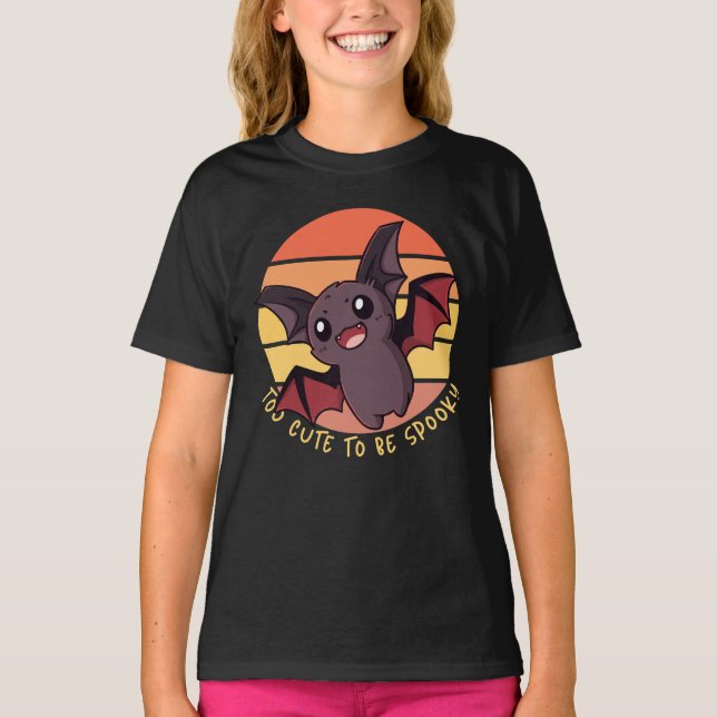 Too Cute to be Spooky Funny Bat T-Shirt (Front)