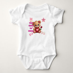 Too Cute to Bear – Valentine Teddy Baby Design Bodysuit
