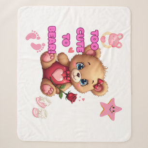 Too Cute to Bear – Valentine Teddy Baby Design Sherpa Blanket