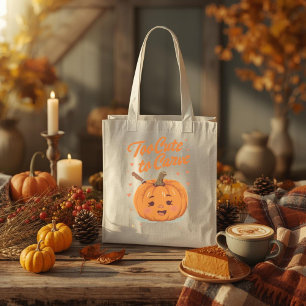 Too Cute to Carve - Adorable Thanksgiving Pumpkin Tote Bag