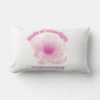 “Too Cute to Compute – Pink Flower Pillow” Lumbar Pillow