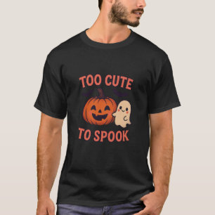 Too Cute To Spook – Adorable Halloween Ghost & Pum T-Shirt