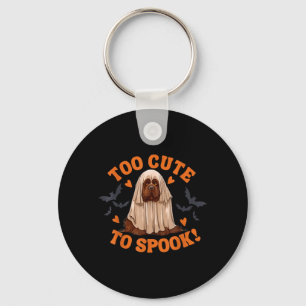 Too Cute To Spook Brown Newfoundland Dog Ghost Keychain