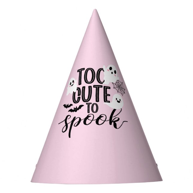 Too Cute to Spook Cute Ghost Pink Halloween Party Hat (Front)