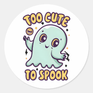 Too Cute To Spook Cute Halloween Ghost Classic Round Sticker