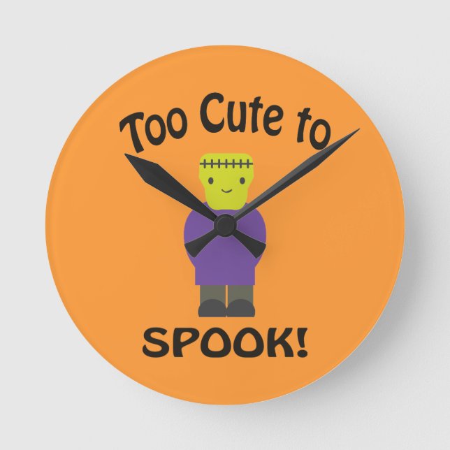 Too Cute To Spook - Frankenstein Round Clock (Front)